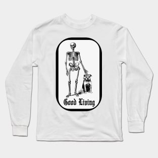 Funny Skeleton and dog vintage Halloween Long Sleeve T-Shirt